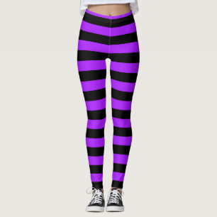 Leggings purple Black Striped Witch Halloween
