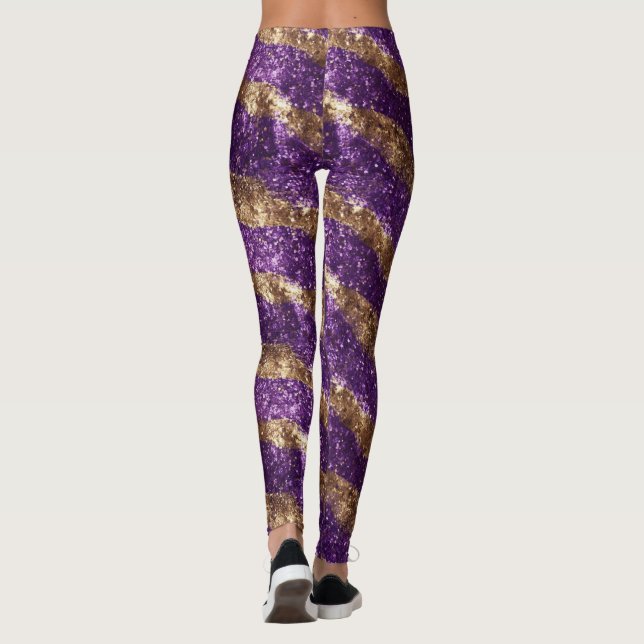 Leggings Purple Glitter Gold Sparkle (Dos)