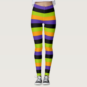 Leggings Purple Orange Black Green rayures de cuisine Hallo