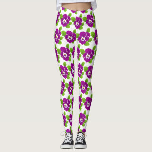 Leggings Purple Pansy Flower Thunder_Cove
