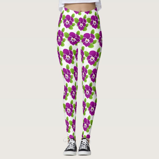 Leggings Purple Pansy Flower Thunder_Cove (Devant)