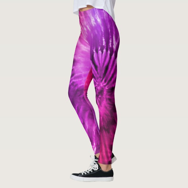 Leggings Purple rose Fuchsia Psychédélique Starburst Tie Dy (Gauche)
