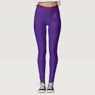 Leggings Purple rose lin lin texture sur mesure Monogramme