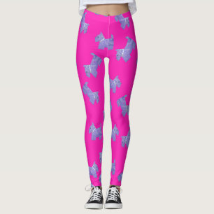 Leggings Purple Scottie Terrier arrière - plan rose