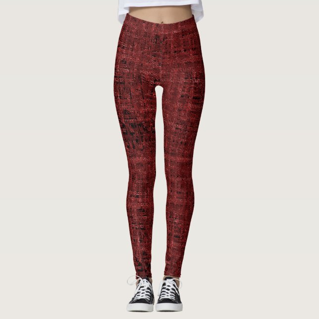 Leggings Quadrados pequenos vermelhos sobrepostos empapados (Devant)