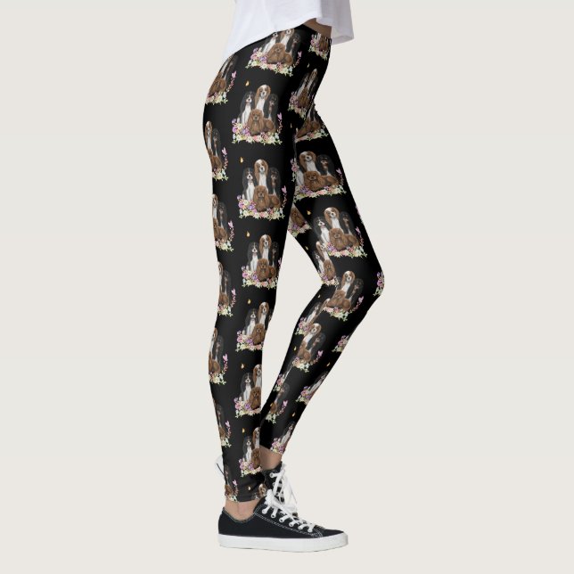 Leggings Quatre Espagnols Cavalier Roi Charles en Fleurs    (Droite)