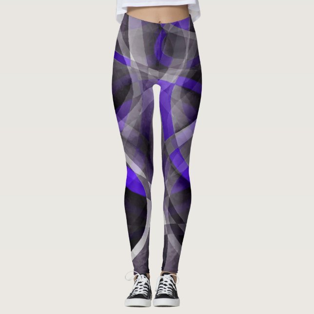 Leggings Quatre-vingts Vibes Violet Bleu et Gris Motif funk (Devant)