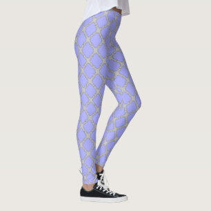 Leggings Quatrefoil periwinkle et gris