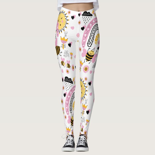 Leggings Queen BEES Cute BFF, Baby Girl, Girly Toxits Rose (Devant)