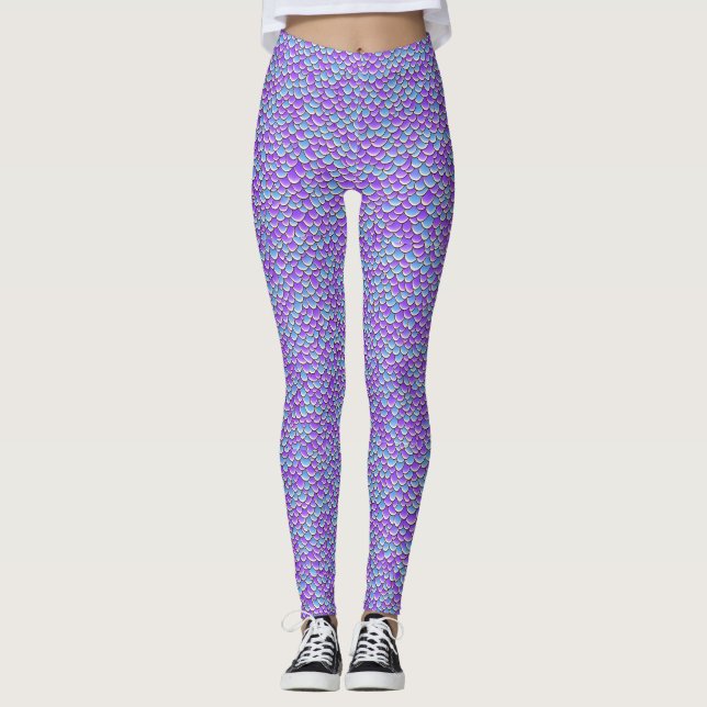 Leggings Queue de sirène tendance motif écailles de poisson (Devant)
