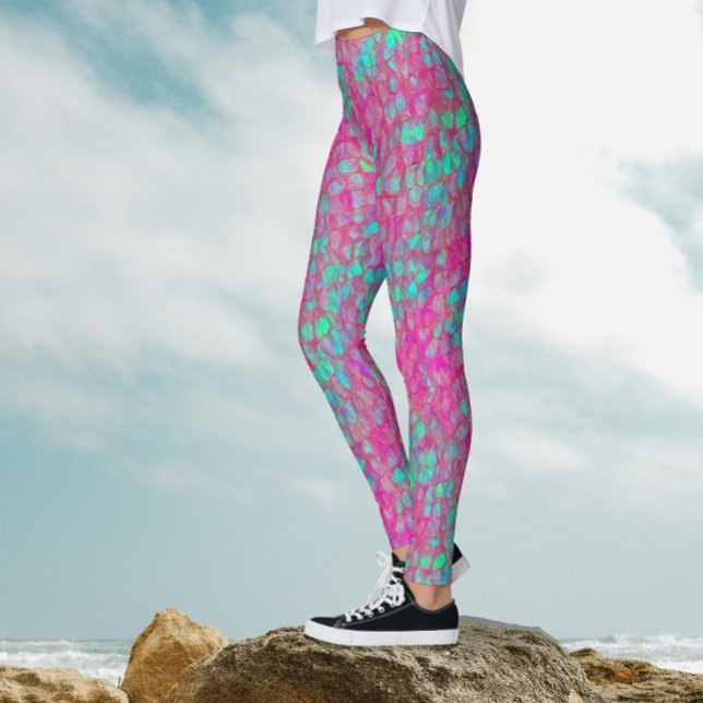 Leggings Queue de sirène Turquoise Rose Motif Écailles de P (Créateur téléchargé)