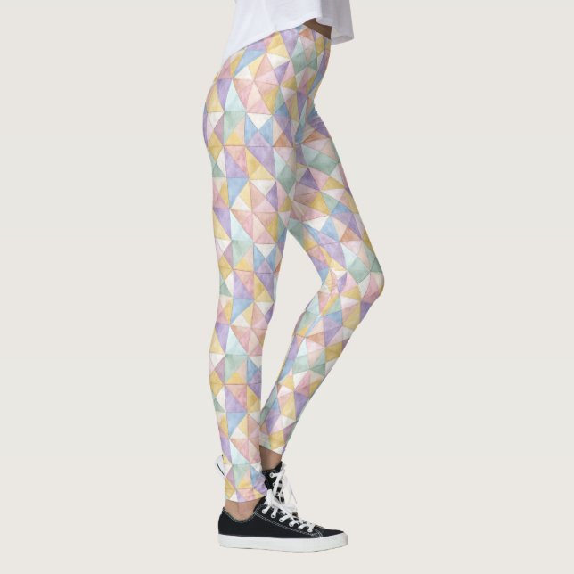 Leggings Quilted Patchwork Triangles Peach Lavender sage (Droite)