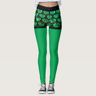 Leggings Raccourcis à l'échelle de poisson vert