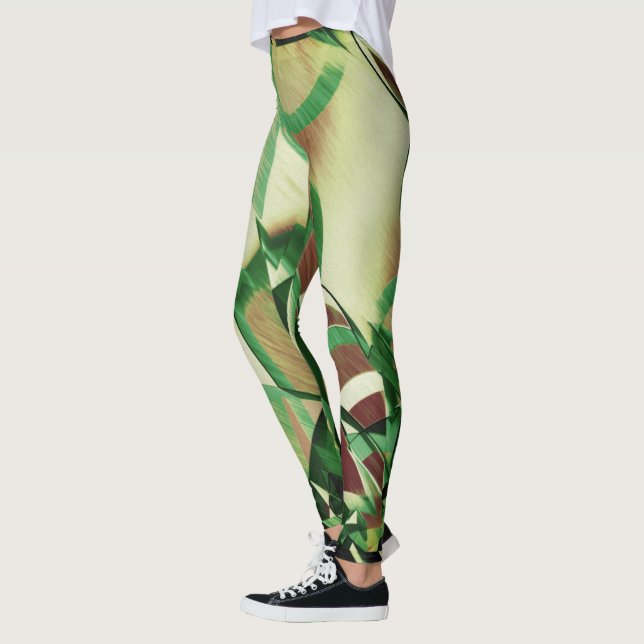 Leggings Raies vertes sur image brune et percée (Gauche)