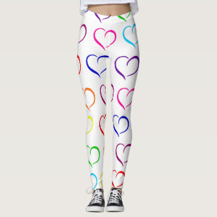 Leggings Rainbow Heart Print, Saint-Valentin