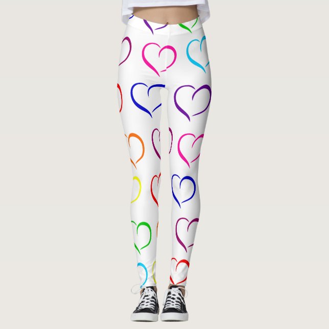 Leggings Rainbow Heart Print, Saint-Valentin (Devant)