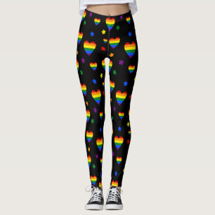 Leggings Rainbow LGBT Coeurs et Fleurs colorées Motif