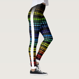 Leggings Rainbow Polkadot sur Black Choisissez votre propre