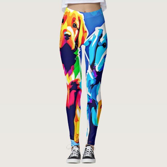 Leggings Rainbow Pups : Duo joueur (Devant)