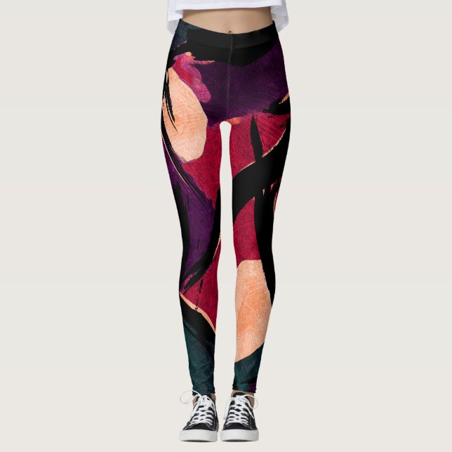Leggings Rainbow Streaks : Texture acrylique Abstraite (Devant)
