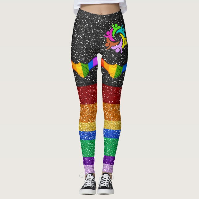 Leggings Rainbow Unity Parties scintillant Images Pop Fashi (Devant)