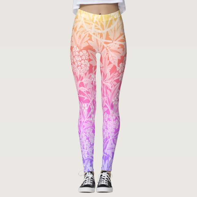 Leggings Rainbow William Morris Motif Floral Boho (Devant)