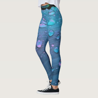 Leggings Raindrops Closeup, Spacey Blues