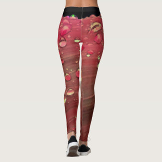 Leggings Raindrops Closeup, Spacey Cherry Red