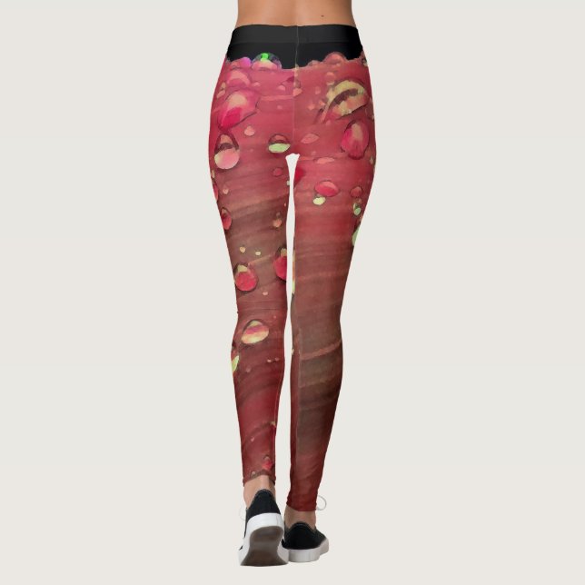 Leggings Raindrops Closeup, Spacey Cherry Red (Dos)