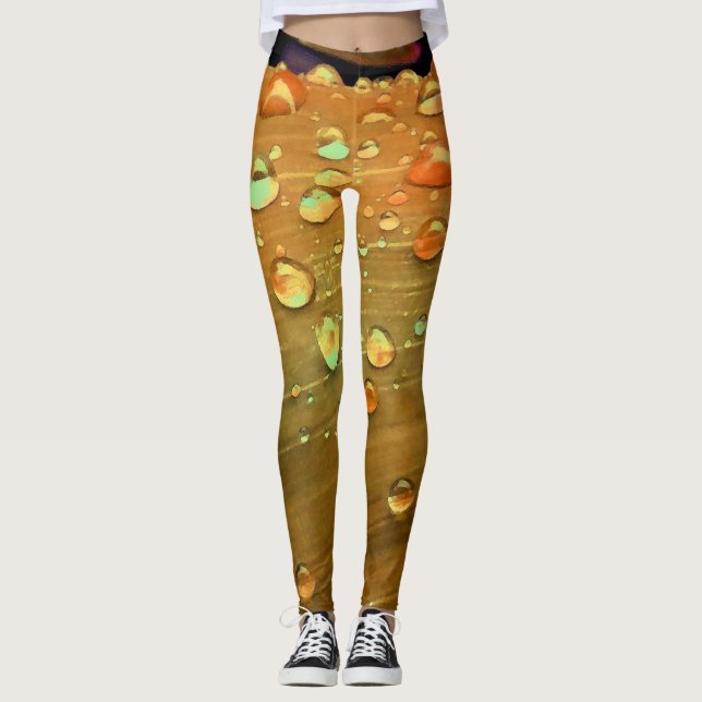 Leggings Raindrops Closeup, Spacey Rust Orange (Devant)