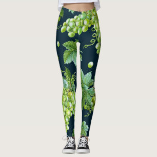 Leggings Raisin vert : Aquarelle Motif foncé