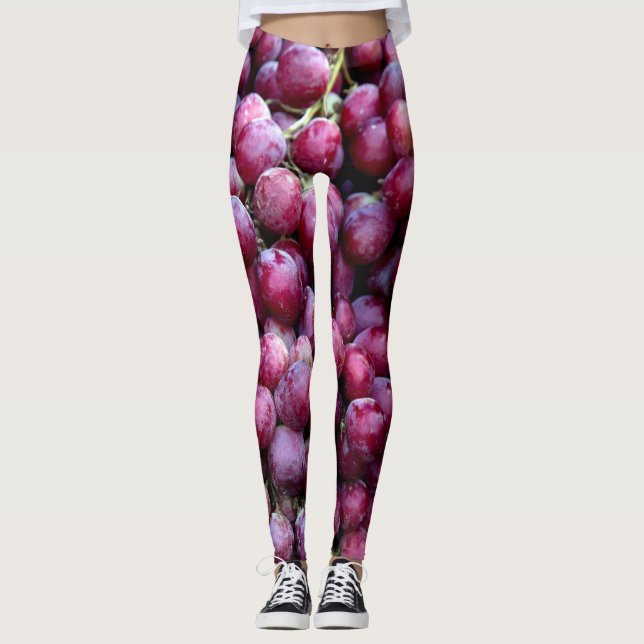 Leggings Raisins de vin rouge : Arrière - plan Luscious. (Devant)