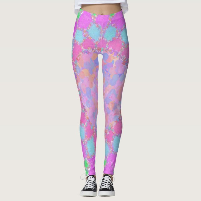 Leggings Rangoli floral à éclaboussure de peinture Holi (Devant)