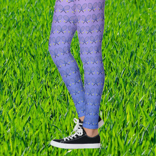 Leggings Raquettes de tennis motif bleu rose sport
