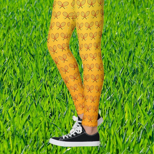 Leggings Raquettes de tennis motif orange jaune sportif (Créateur téléchargé)