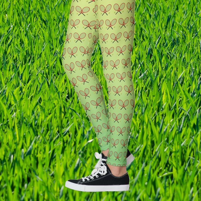 Leggings Raquettes de tennis motif vert jaune sportif (Créateur téléchargé)