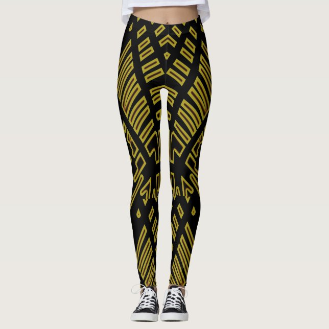 Leggings "Ratti_Creative_Arts" noirs et jaunes (Devant)