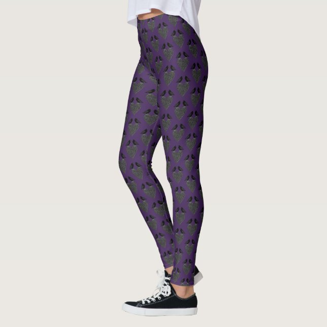 Leggings Ravens gothiques et Coeur noir (Gauche)