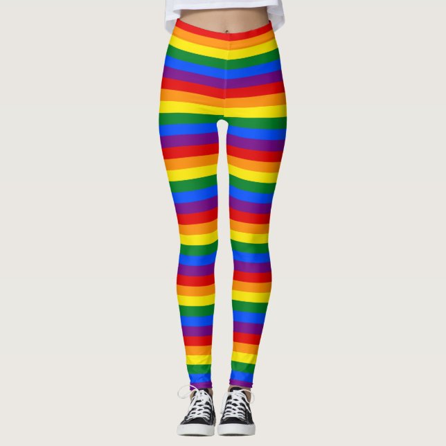 Leggings Rayé de couleurs de l'arc-en-ciel (Devant)