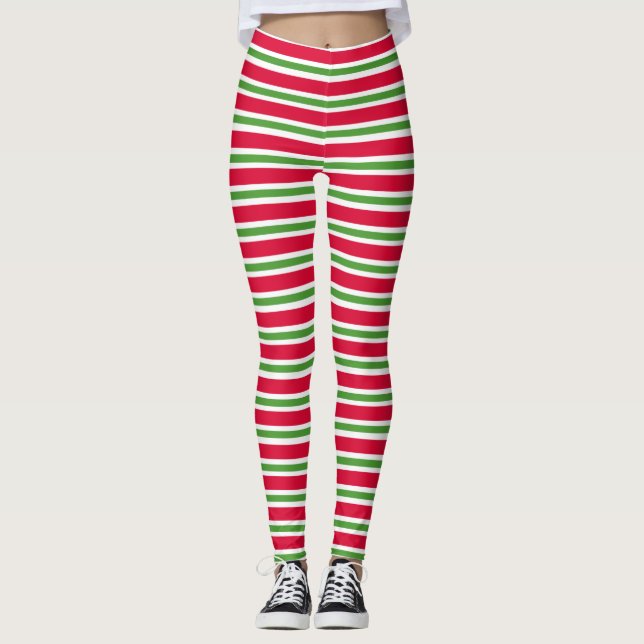 Leggings Rayé de Noël (Devant)