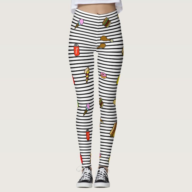 Leggings rayés Fast Food (Devant)