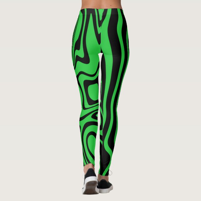 Leggings rayés noir et vert - Choisir la couleur (Dos)
