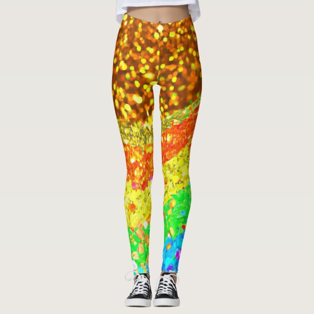 Leggings rayonnants arc-en-ciel (Devant)