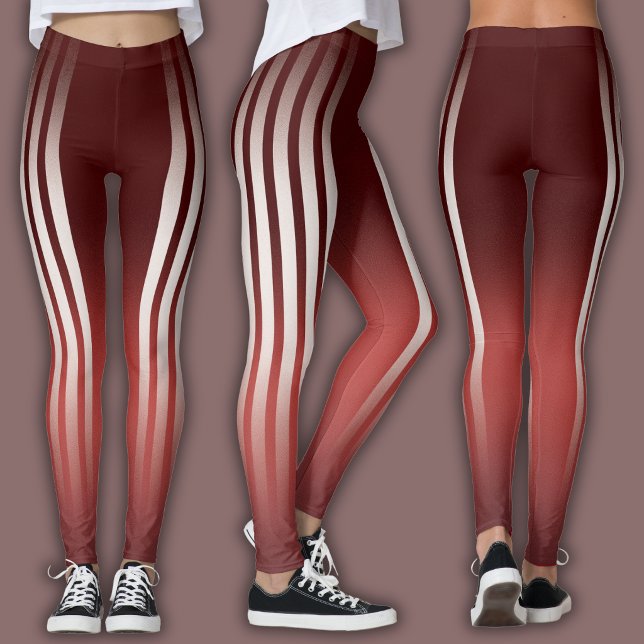 Leggings Rayure Athlétique | Bourgogne (Créateur téléchargé)