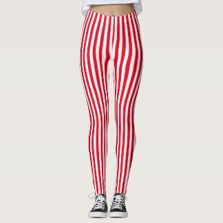Leggings Rayure blanche rouge verticale de Candycane