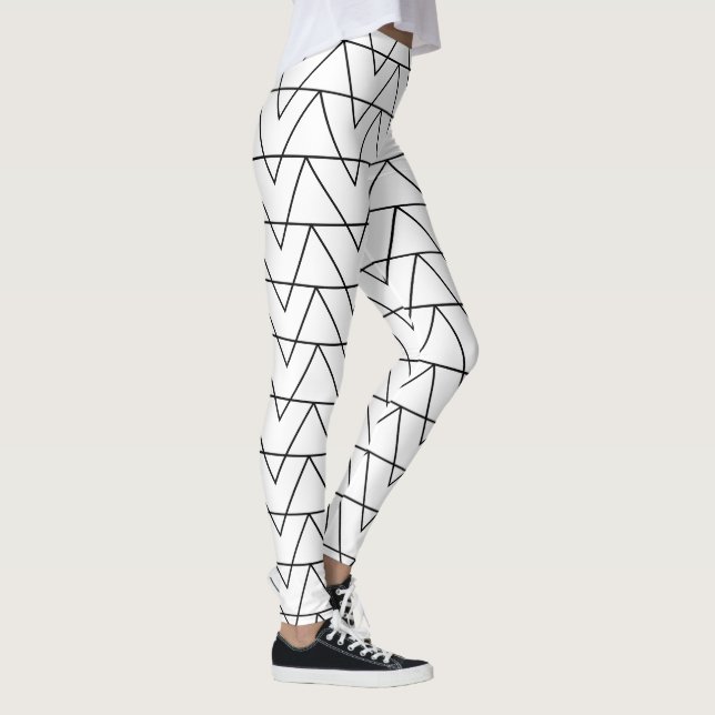 Leggings Rayure Chevron Noir et Blanc (Droite)