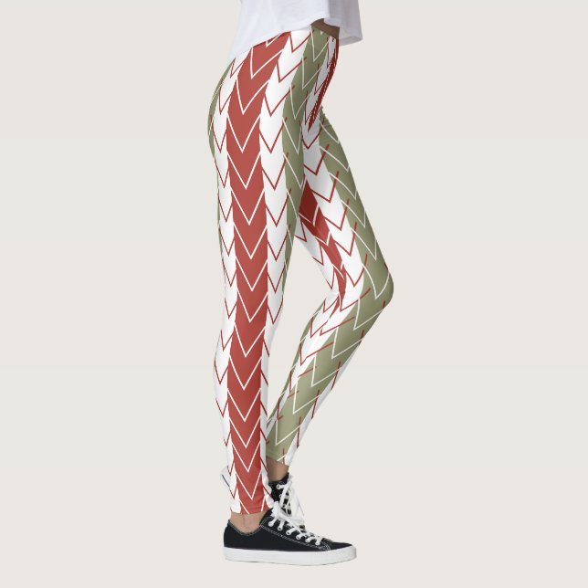 Leggings Rayure Chevron Rouge et Sarcelle (Droite)