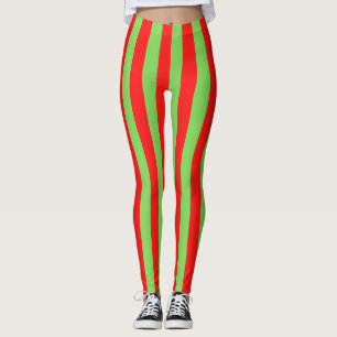 Leggings Rayure de bonbon rouge vert