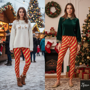 Leggings Rayure diagonale rouge or métallisé brillant