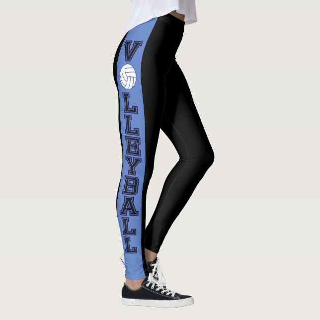 Leggings Rayure noire et bleue avec le volleyball (Droite)